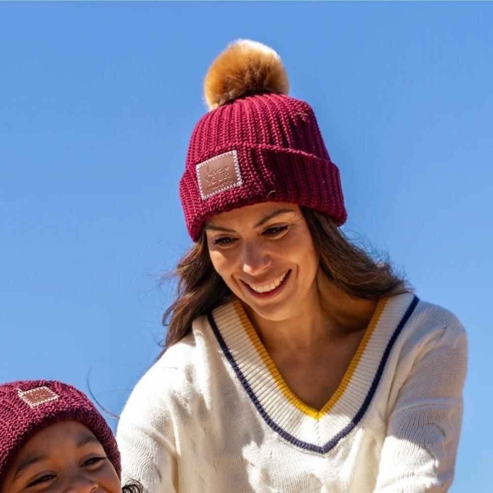 Love Your Melon BURGUNDY POM BEANIE